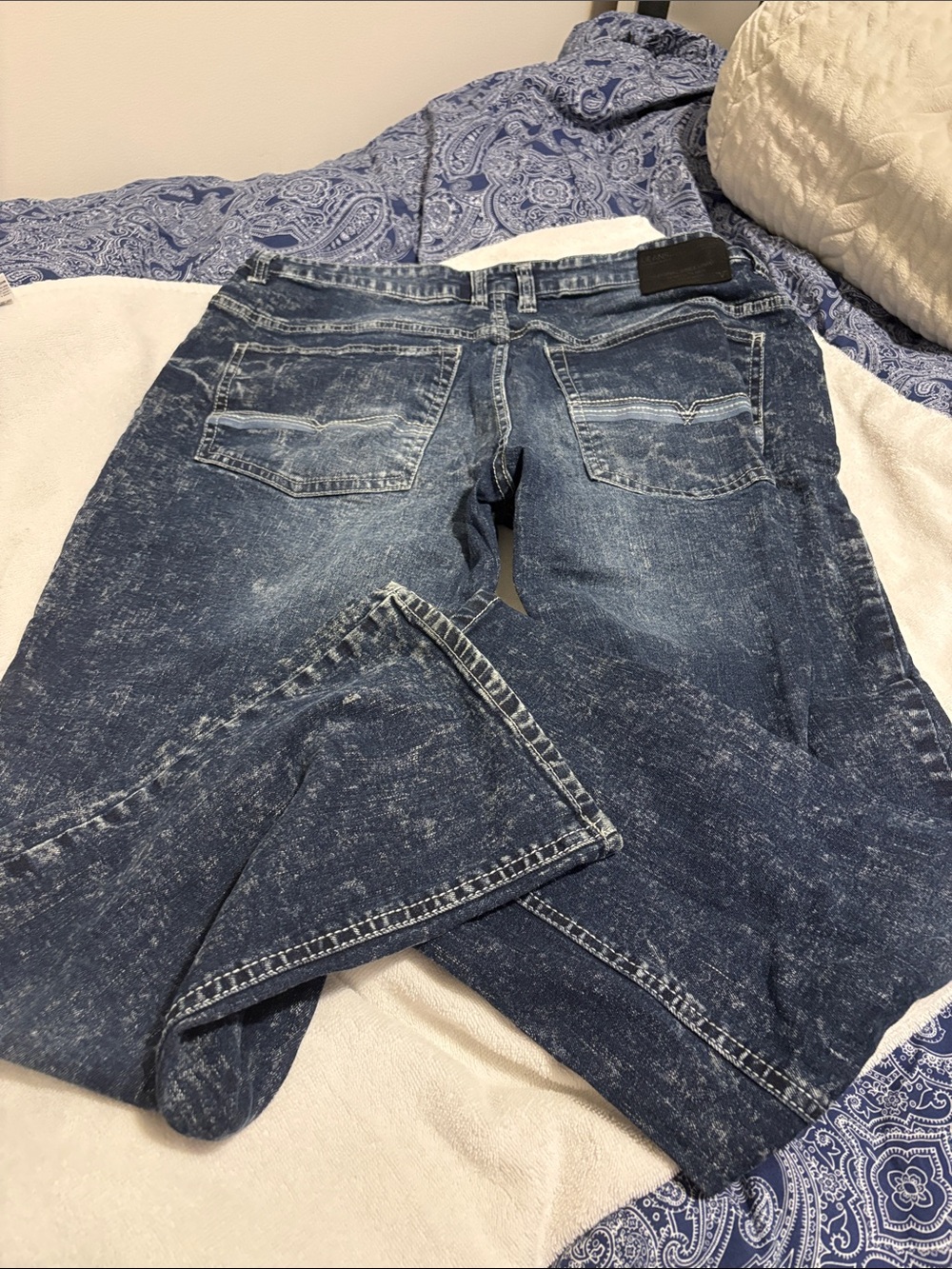 Buffalo David Bitton Men’s Distressed Blue Straight Jeans